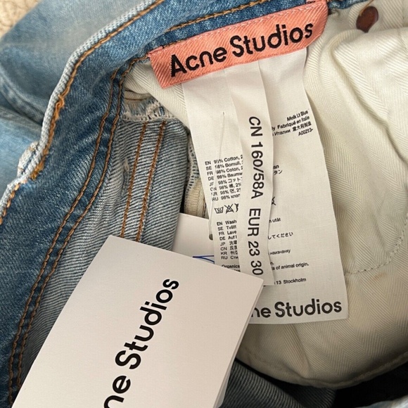 Acne Studios Melk Light Blue High Rise Slim Fit Crop Denim Jeans - Picture 15 of 16